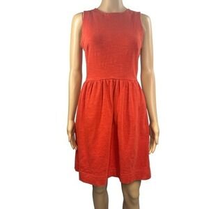 Madewell Women's Abroad Fit Flare Midi Dress Sleeveless Pockets Red S